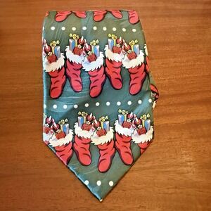Vintage Keith Daniels Christmas Tie • 100% Silk • Stocking Gifts Novelty Necktie
